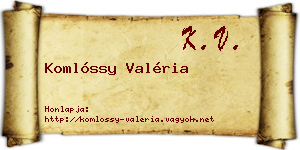 Komlóssy Valéria névjegykártya