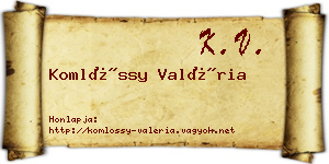 Komlóssy Valéria névjegykártya